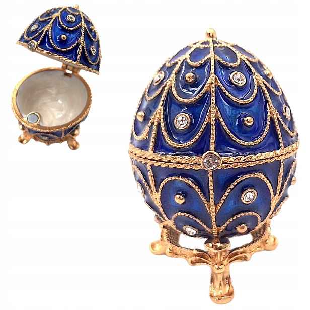 Kovová krabička na vejce Fabergé s krystaly, luxusní velikonoční ozdoba