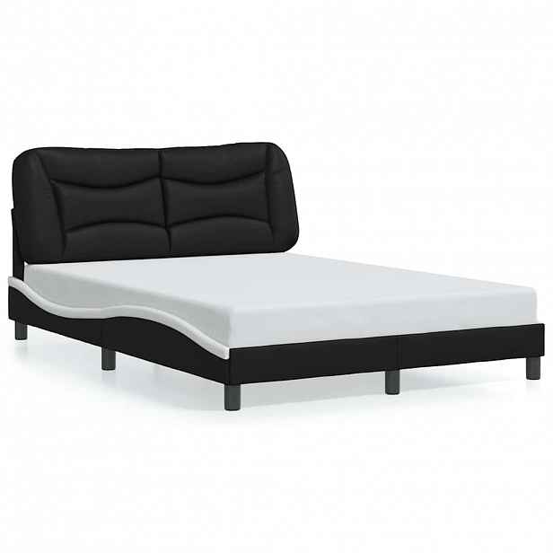 vidaXL Rám postele bez matrace Hvar černý a bílý 120 x 200 cm umělá kůže