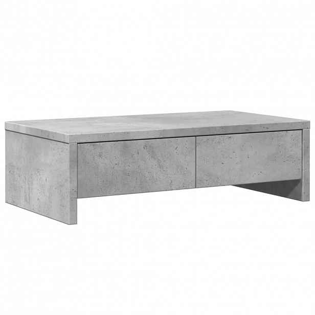 vidaXL Stojan na monitor se zásuvkami betonově šedý 50 x 27 x 15 cm