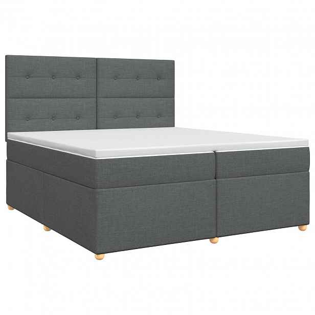 vidaXL Postel boxspring s matrací Tmavě šedá 200 x 200 cm Textil