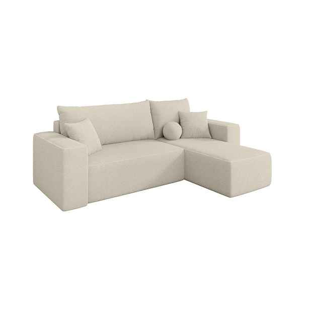 ALTDECOR ROHOVÁ SEDAČKA s funkcí spaní, otoman vpravo SENO-L 249x139x85 béžová bouclé