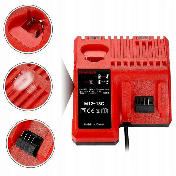 Dvojitá náhradní nabíječka pro Milwaukee M12-18C