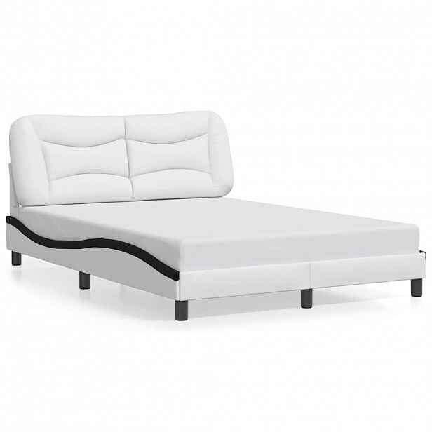 vidaXL Rám postele bez matrace Hvar bílý a černý 120 x 200 cm umělá kůže