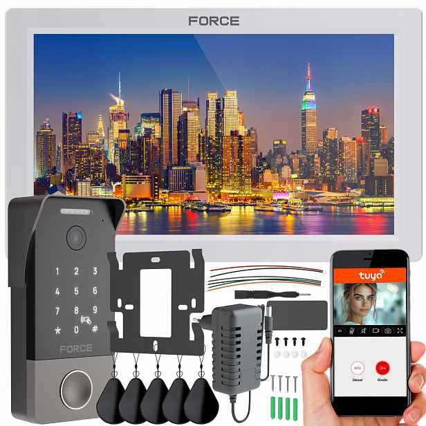 Videodomofon Force Zen Pro 7" Bílý Full Hd Čtečka Klíčenek WiFi Tuya