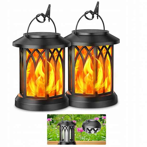 Zahradní Led solární lampa Lampion Lucerna Hřbitovní Svíčka závěsná 2Ks