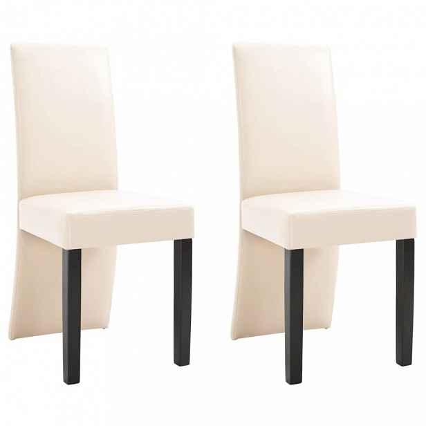 Jídelní židle 2 ks umělá kůže / dřevo Krémová