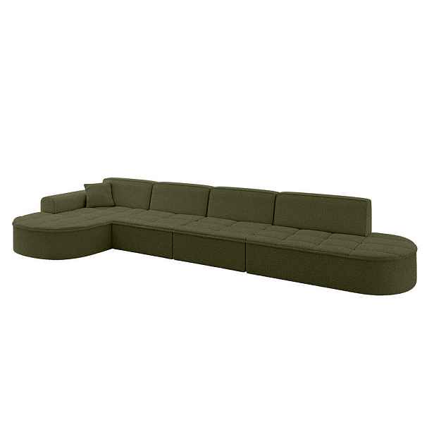 ALTDECOR ROHOVÁ SEDAČKA s otomanem, levá TARO-L3 413x171x79,5 Zelená Buklé