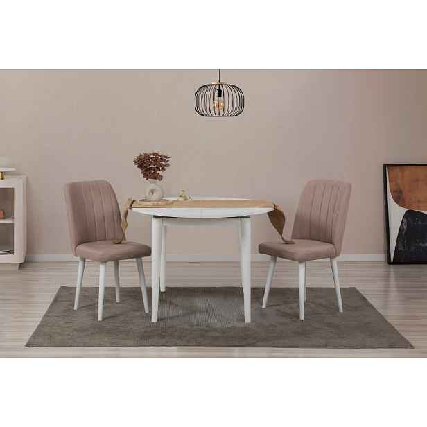 Jídelní set s rozkládacím stolem a židlemi (3 kusy) Vina 0900 - White, Stone