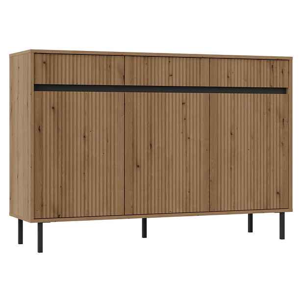 MASSENO KOMODA OSTIA, 149/100/40 cm se 3 zásuvkami a 3 dvířky, zlatá