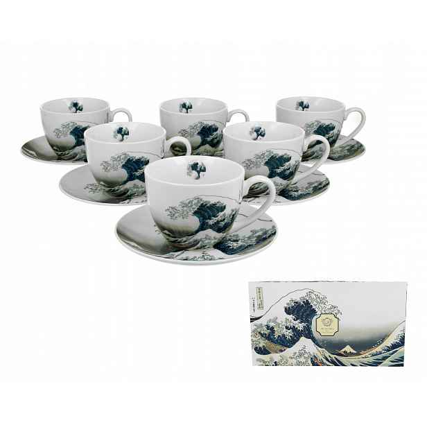 Sada šálků na kávu porcelánová 6 ks The Great Wave Hokusai