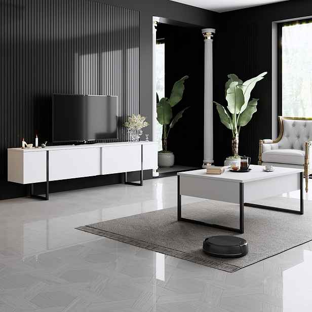 Kalune Design Sada nábytku do obývacího pokoje Luxe bílá/černá II