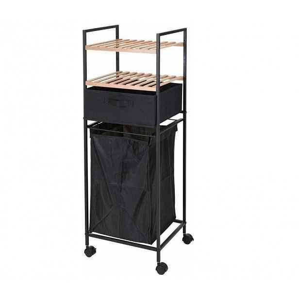 Mobilní koš na prádlo s policemi a zásuvkou GARMENT 38x105 cm