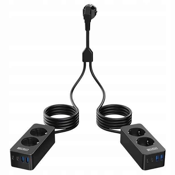Prodlužovací Kabel Zásuvková Lišta 2x2 m 4AC 4USB-A/C Úspora