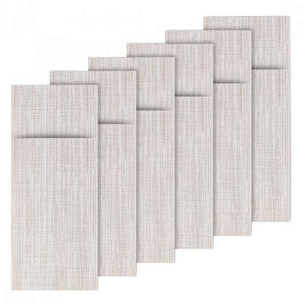 Sada 6 ks příborových obálek, "Uni", 24 x 9 cm, plast, béžová/bílá - z