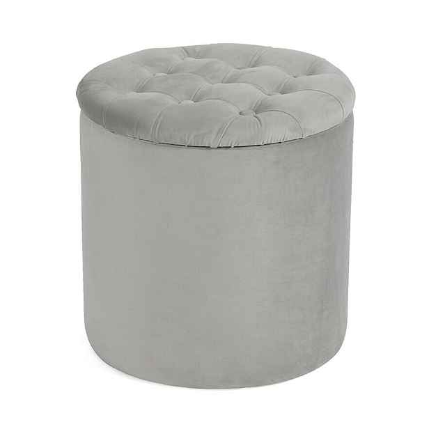Taburet s úložným prostorem SOFT Button, šedá