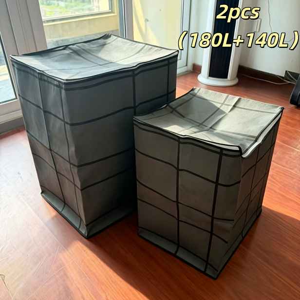 TEMU 2 ks (180 l l) Stohovatelné velké černé úložné koše do šatníku, prostorově úsporné úložné boxy na přikrývky se zesílenými přenosnými taškami,