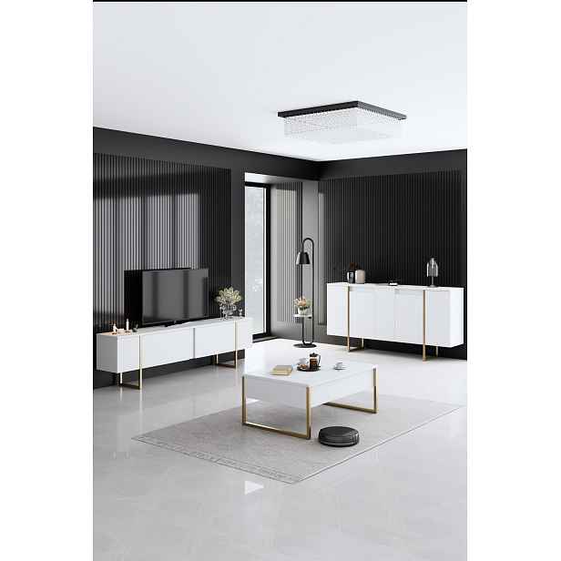 Kalune Design Sada nábytku do obývacího pokoje Luxe bílá/zlatá
