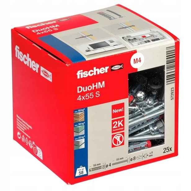 Kotva pro tvárnice DuoHM 4x55 mm S Tx 25 kusů Fischer