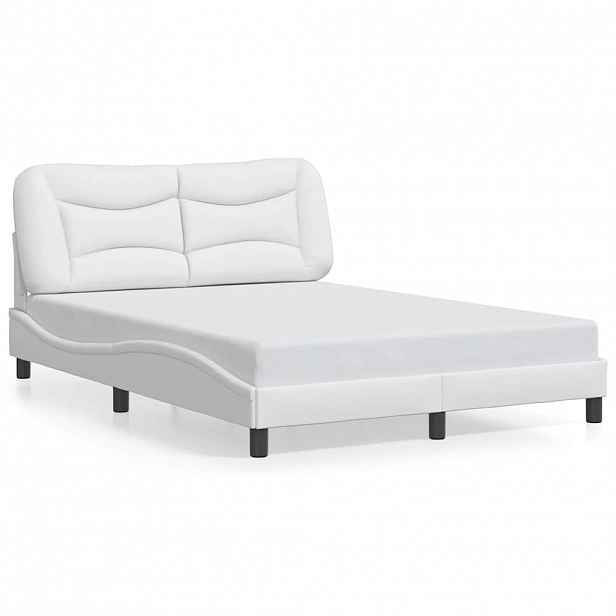 vidaXL Rám postele bez matrace Hvar bílý 140x190 cm umělá kůže