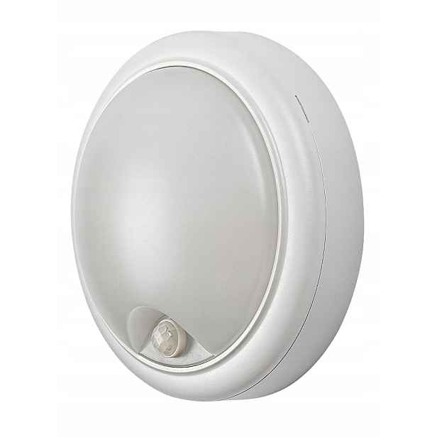 Venkovní nástěnné svítidlo s Led senzorem, bílé, kulatý, 18 cm Rabalux