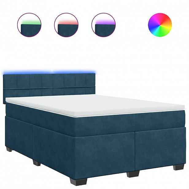 vidaXL Box spring postel s matrací modrá 140 x 190 cm samet