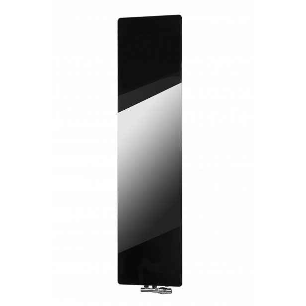 Dekorativní vertikální radiátor černý, koupelnový, skleněný Loft 160x40
