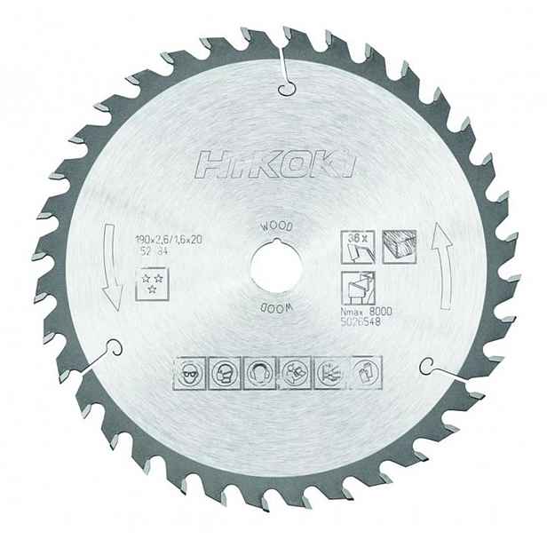 HiKOKI - Pilový kotouč na dřevo 190x20 mm, 36 zubů 752484