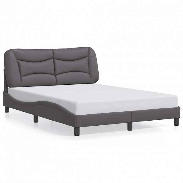 vidaXL Rám postele bez matrace Hvar šedý 140x190 cm umělá kůže