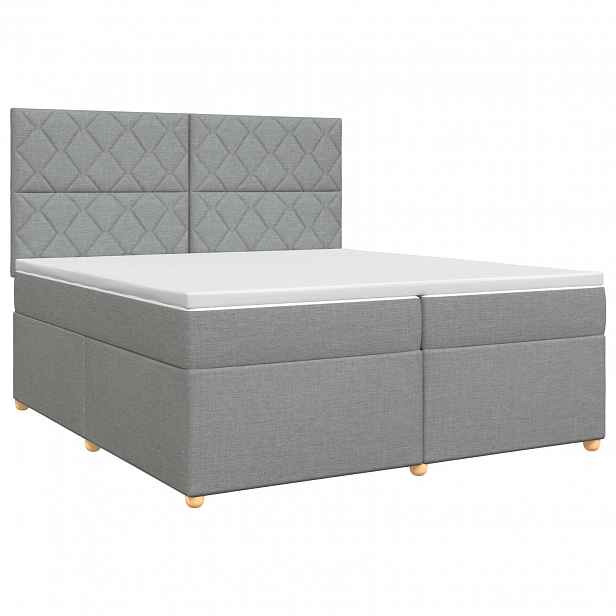 vidaXL Postel boxspring s matrací Světle šedá 200 x 200 cm Textil