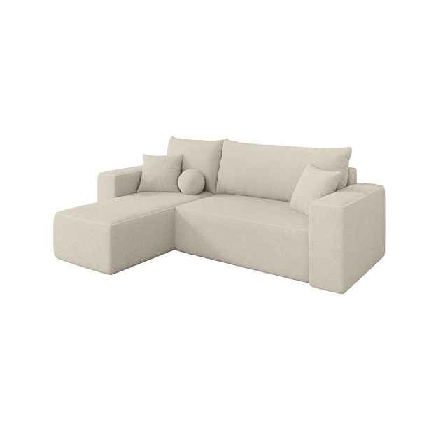 ALTDECOR ROHOVÁ SEDAČKA s funkcí spaní, otoman vlevo SENO-L 249x139x85 béžová bouclé
