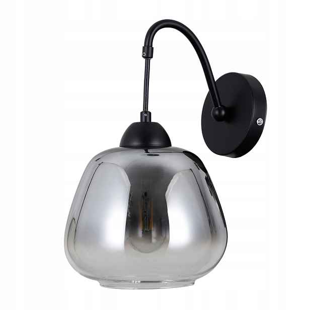 Italux Nástěnné svítidlo Felis černé matné, skleněné stínítko, 1xE27 40W, moderní
