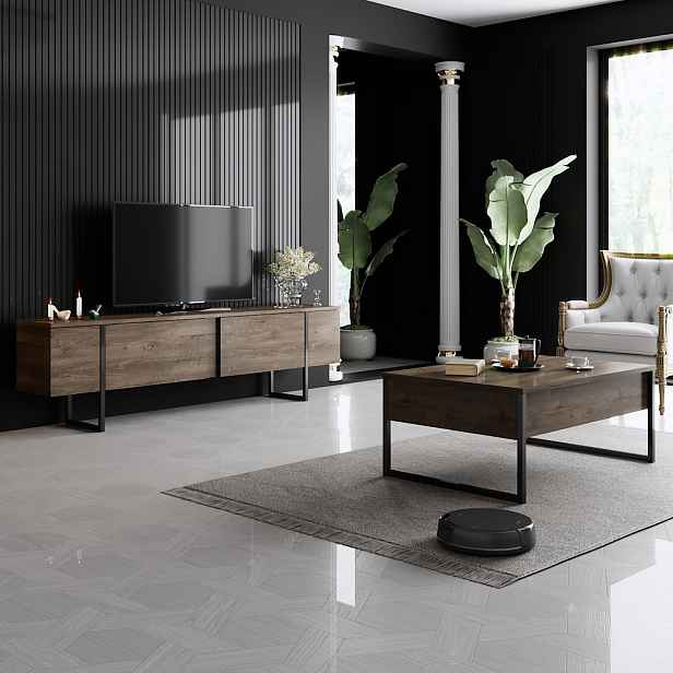Kalune Design Sada nábytku do obývacího pokoje Luxe ořech/černá II
