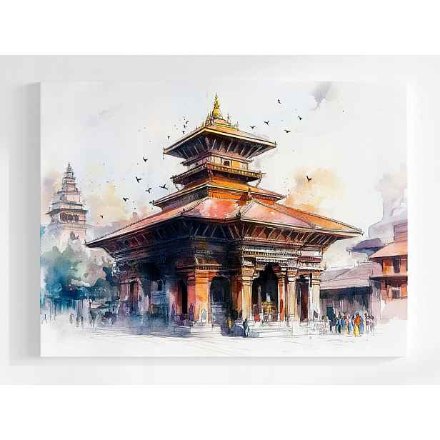 Plakát Katmandu Chrám Nepál Náměstí Durbar Orient 100x75