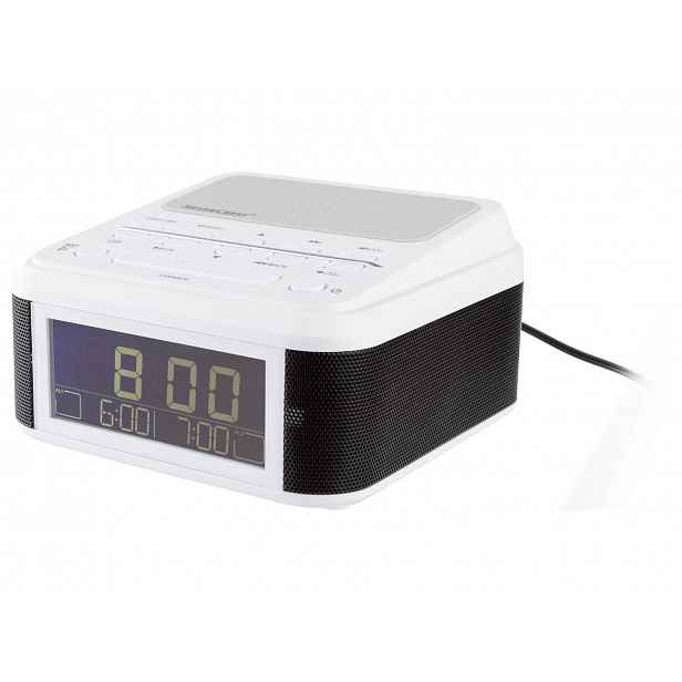 Silvercrest® Rádiový budík s Bluetooth® Surq 4 A1 s nabíjecí stanicí Qi® (bílá)