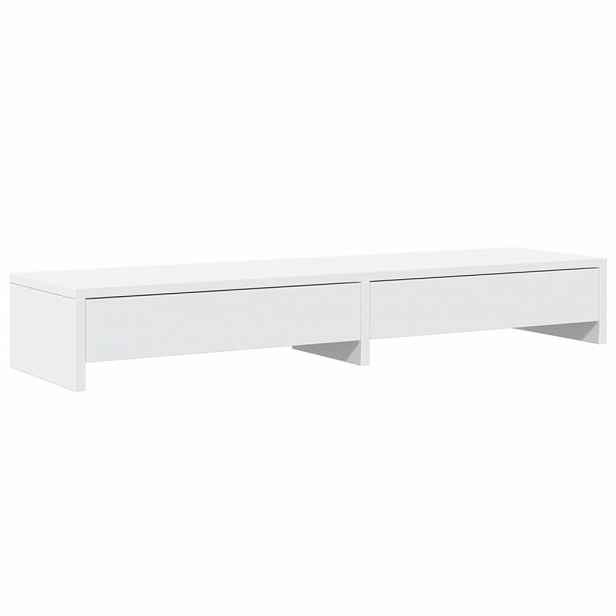vidaXL Stojan na monitor se zásuvkami bílý 100 x 27 x 15 cm, z umělého dřeva