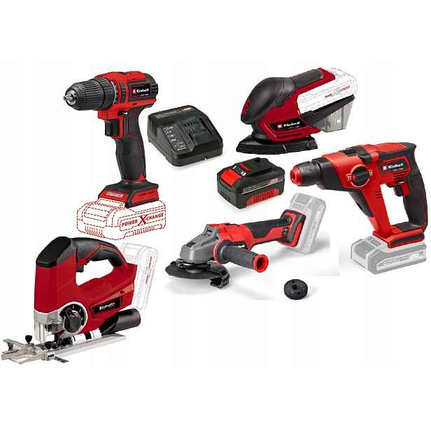 Einhell Sada Elektrického Nářadí Aku 4,0AH Kladivo Aku Šroubovák Ostatní 18V Bruska