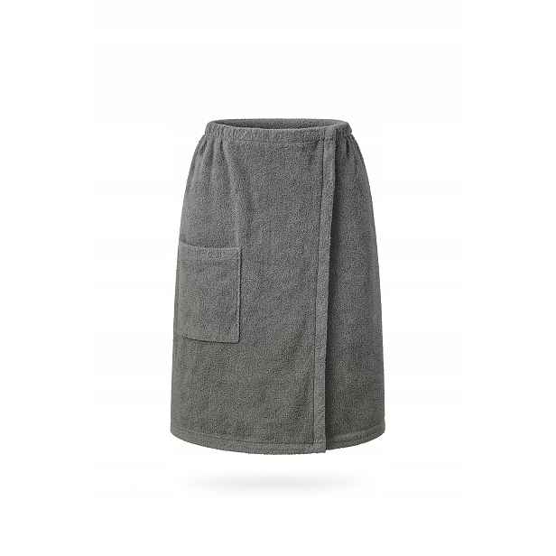 Froté kilt s kapsou VitalHome 60x150 cm na suchý zip do sauny, tmavě šedý