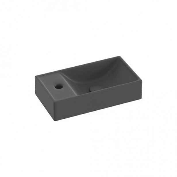 Umývátko Ravak Veda 40,8x22,2 cm antracit otvor pro baterii, bez přepadu XJXL3240000