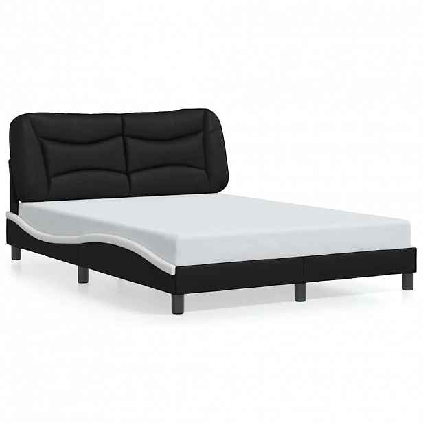 vidaXL Rám postele bez matrace Hvar černý a bílý 140 x 190 cm umělá kůže