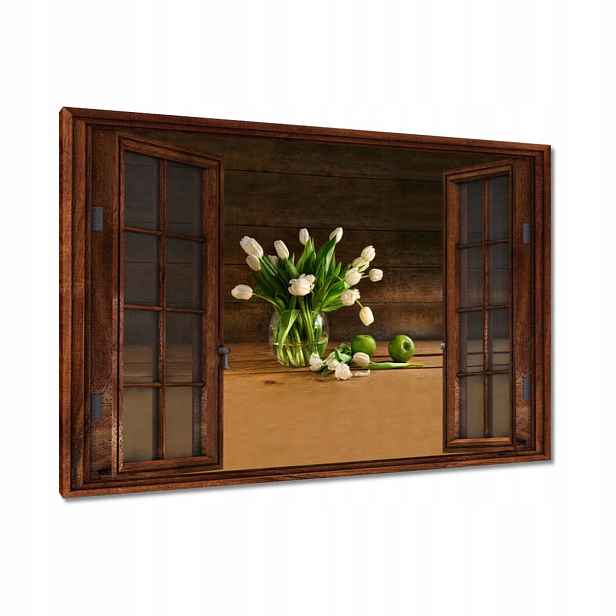 Obrazy 120x80 Bílé tulipány ve váze