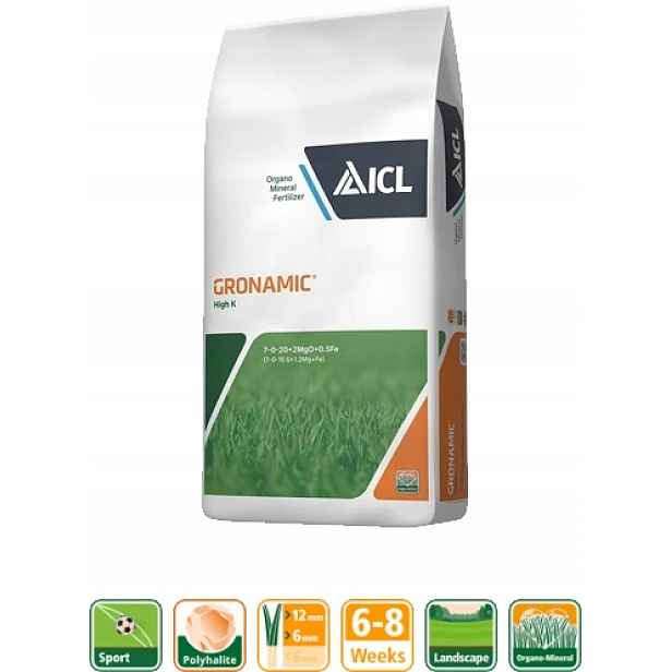 Hnojivo ICL Gronamic Sport High K 7-0-20+2MgO+0.5Fe, 25 kg