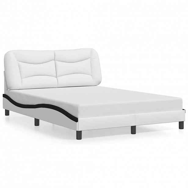 vidaXL Rám postele bez matrace Hvar bílý a černý 140 x 190 cm umělá kůže