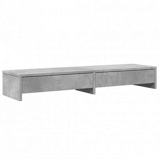 vidaXL Stojan na monitor se zásuvkami betonově šedý 100 x 27 x 15 cm