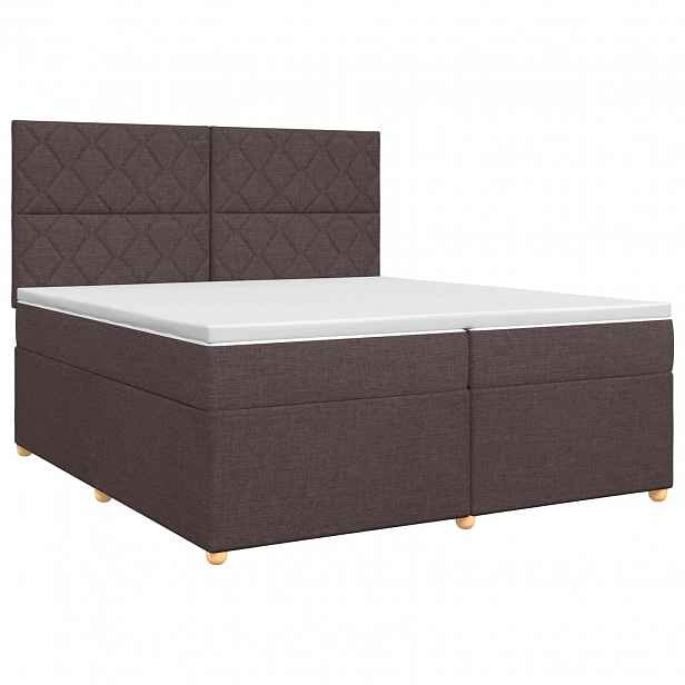 vidaXL Postel boxspring s matrací Tmavě hnědá 200 x 200 cm Textil