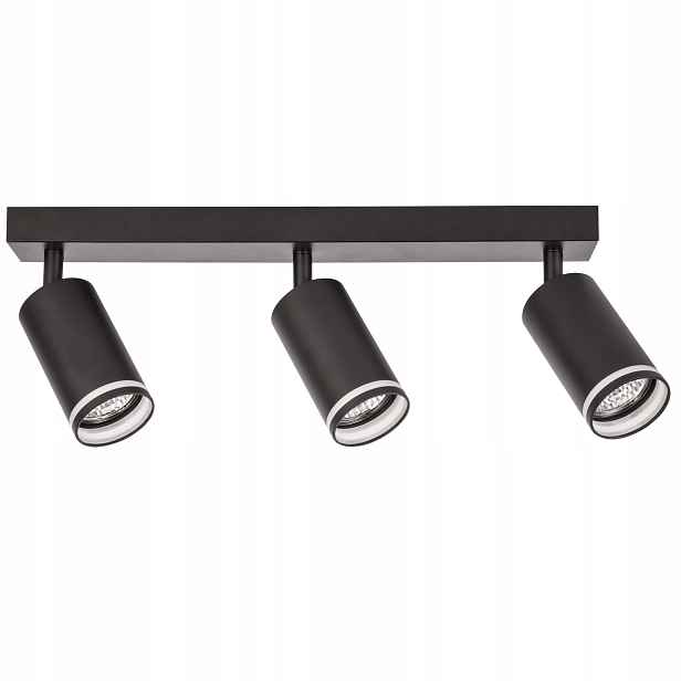 Stropní nástěnná lampa s 3 odrazkami, moderní lišta 39 cm, černá Polux