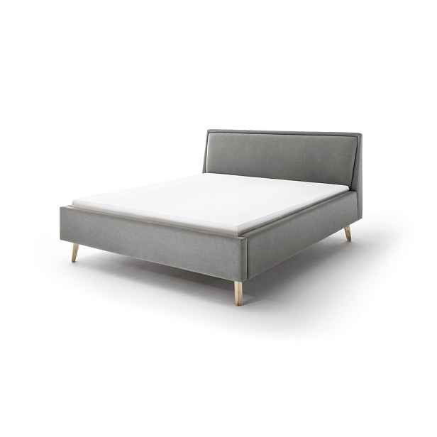 Světle šedá čalouněná dvoulůžková postel s úložným prostorem s roštem 180x200 cm Frieda – Meise Möbel