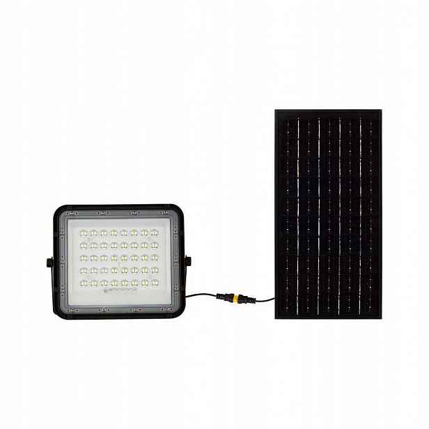 V-tac Solární Led zářič 10W dálkový ovladač auto časovač IP65 černý VT-80W 4000K