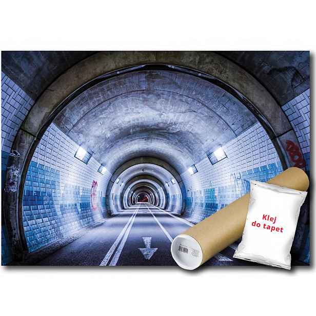 Vinylová Fototapeta Hloubka Iluze 3D Cesta Ulice Tunel Noc Pohled 416x254