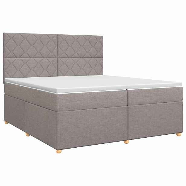 vidaXL Postel boxspring s matrací s čelo Taupe 200 x 200 cm Textil