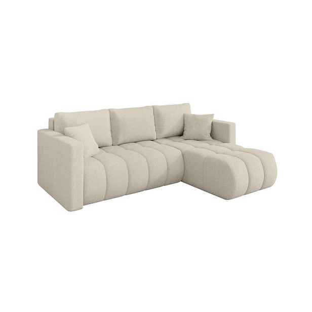 ALTDECOR ROHOVÁ SEDAČKA s funkcí spaní, otoman vpravo GARD-L 226x146x85 béžová bouclé